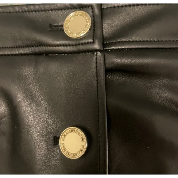 ๐บ๐ธKarl Lagerfeld Paris Black Faux Leather Skirt Size 12 ๐บ๐ธ - Picture 5 of 5